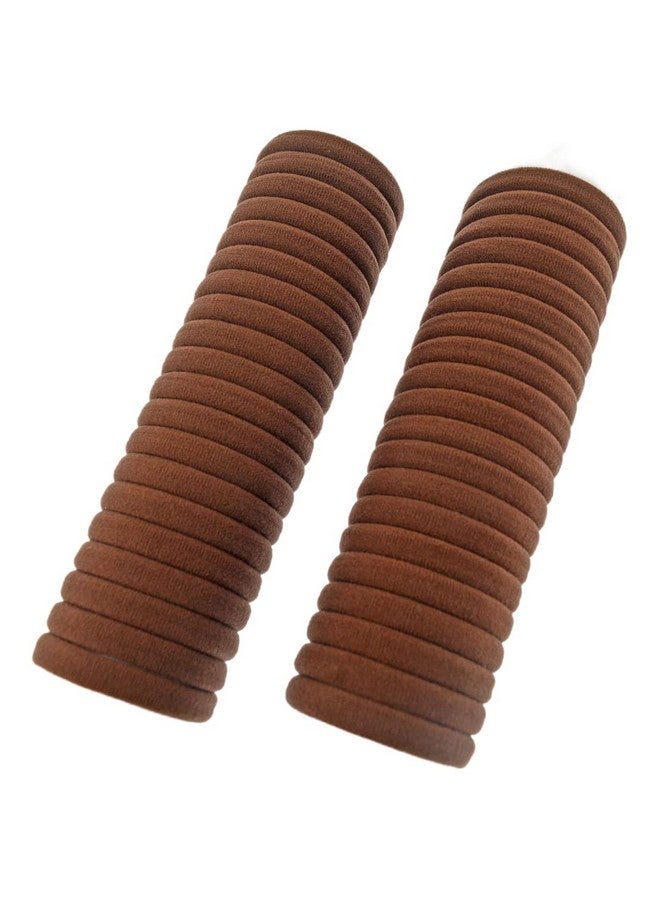 PIDOUDOU 50 Pcs Thick Hair Ties Seamless Hair Bands Ponytail Holder Soft No Break Hair Bands for Women (Brown) - Image 3