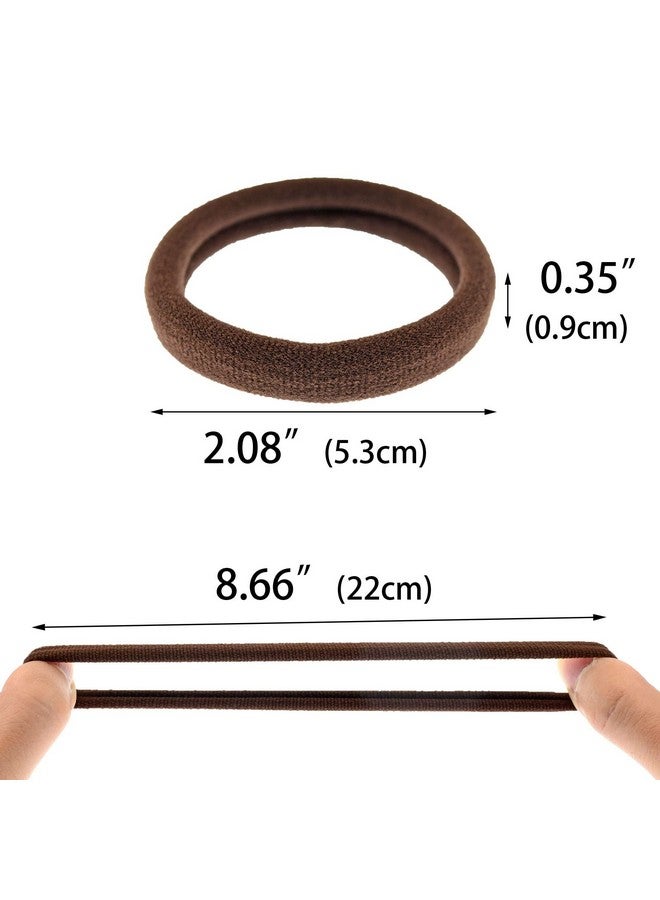 PIDOUDOU 50 Pcs Thick Hair Ties Seamless Hair Bands Ponytail Holder Soft No Break Hair Bands for Women (Brown) - Image 4