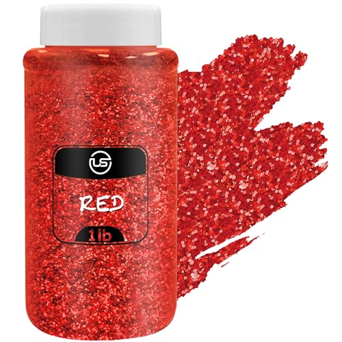 Ultimate Stationery Red Glitter Bulk, Fine Glitter for Crafts, Resin and Scrapbooking – 1 LB/16OZ Shaker Bottles Great for Tumblers and Crafts - Image 1