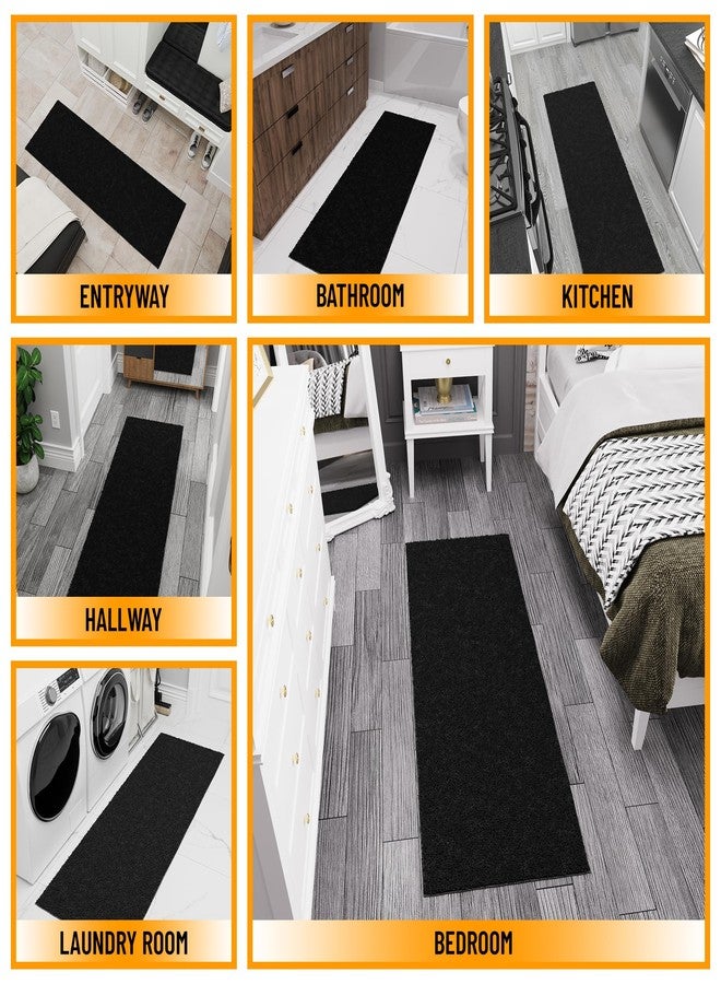 Ottomanson 2' x 6' Shaggy Runner Rug - Plush & Cozy Non-Slip Carpet for Bedroom, Living Room, Bathroom & Entryway - Durable & High-Traffic Friendly for Hallways & Dorms, Black - Image 4