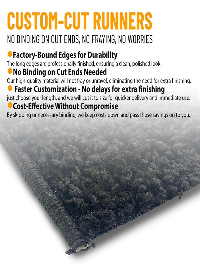 Ottomanson 2' x 6' Shaggy Runner Rug - Plush & Cozy Non-Slip Carpet for Bedroom, Living Room, Bathroom & Entryway - Durable & High-Traffic Friendly for Hallways & Dorms, Black - Image 2