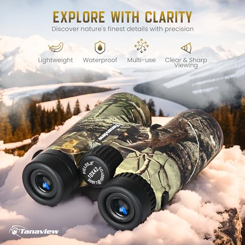 Tanaview 10X42 Compact Binoculars for Adults - Long Distance, High Powered Binoculars with Travel Case - Extra Bright Light & Large Field of View - Lightweight, Water & Fog Proof, Hunting, Bird Watching - Image 2