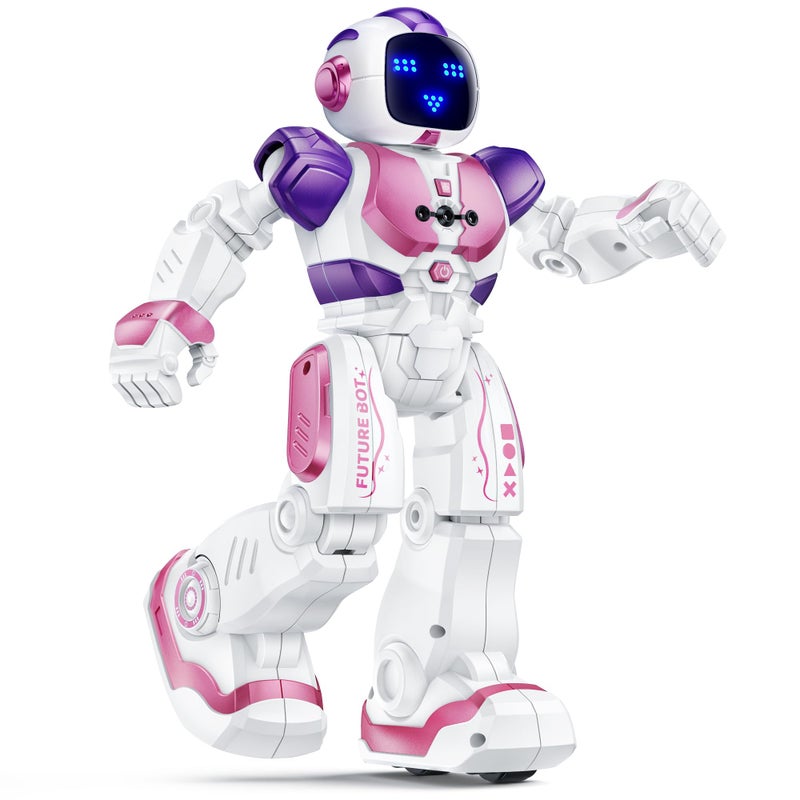 Ruko 6088 Dancing Robot for Girls with APP Control Remote Control Gesture Sensing Control Interactive LED Faces QA Games Rechargeable Programmable Robot Toys for 3 4 5 6 Years Kids Pink Purple - Image 2