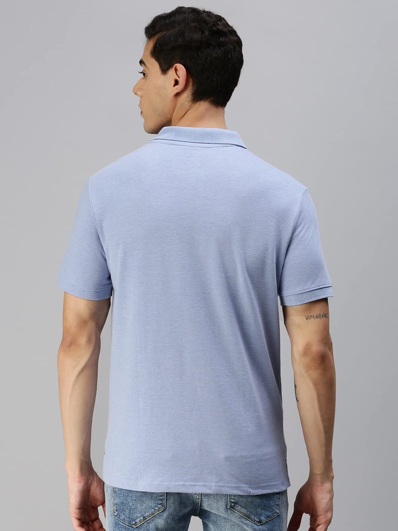 ONN Men's Blue Mist Half Sleeves Polo Collar T-Shirt with Pocket(Size : X-Large) - Image 4