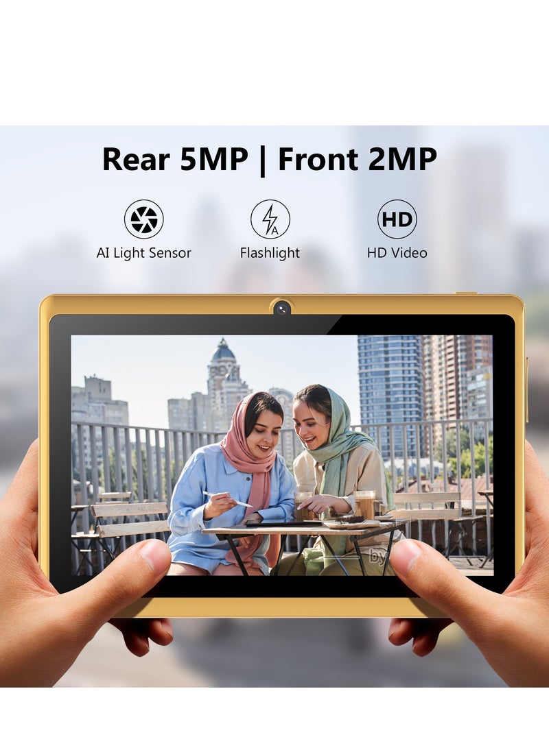 MiOne M20 WiFi Tablet for kids, 7 Inch Display, 3GB 16GB ROM 3000mAh Android 12 (Gold) With Green Protection Cover - Image 4