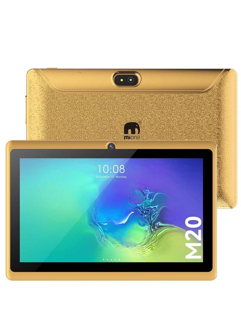 MiOne M20 WiFi Tablet for kids, 7 Inch Display, 3GB 16GB ROM 3000mAh Android 12 (Gold) With Green Protection Cover - Image 1