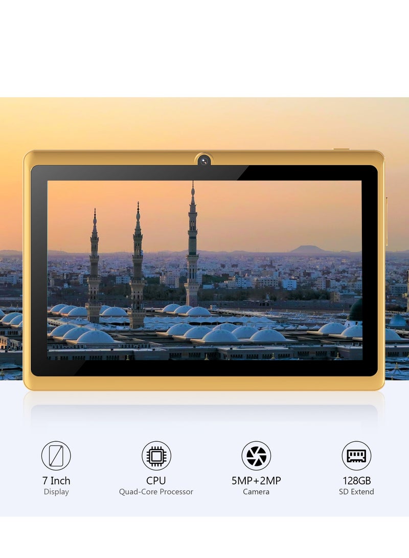 MiOne M20 WiFi Tablet for kids, 7 Inch Display, 3GB 16GB ROM 3000mAh Android 12 (Gold) With Green Protection Cover - Image 3
