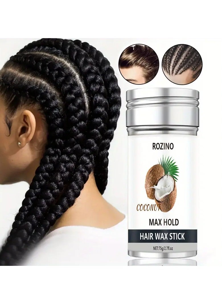 Rozino ROZINO Coconut Oil Hair Wax Stick, 75g - Non-Greasy, Refreshing Formula for All Hair Types, Moisturizing & Shaping  - Image 1