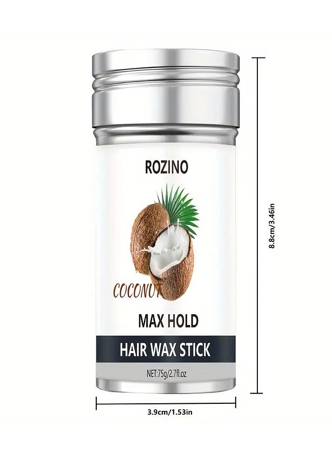 Rozino ROZINO Coconut Oil Hair Wax Stick, 75g - Non-Greasy, Refreshing Formula for All Hair Types, Moisturizing & Shaping  - Image 4