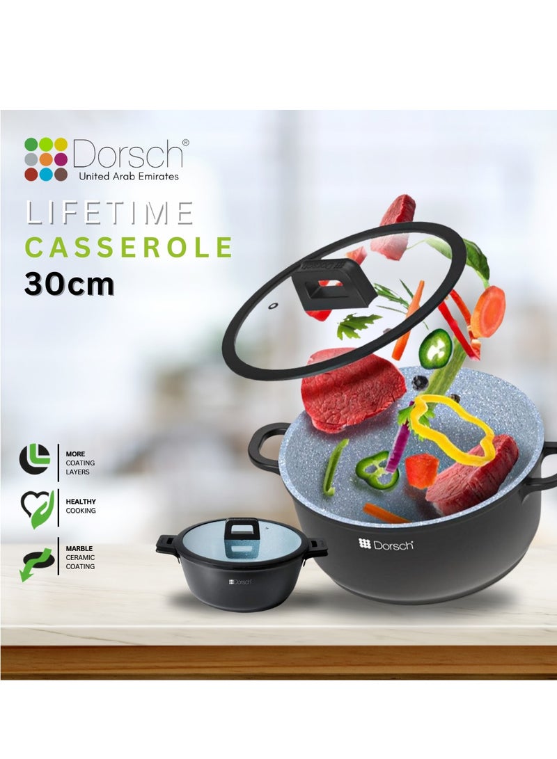 Dorsch Danish Design Ceramic Coated Casserole - Durable, Scratch Resistant - Non-Stick, PTFE Free, TUV Certified, LFGB Tested - Optimal Heat Distribution, Induction Ready, Oven Safe, Easy to Clean for Exceptional Cooking (30Cm - 8.1Ltr) - Image 3