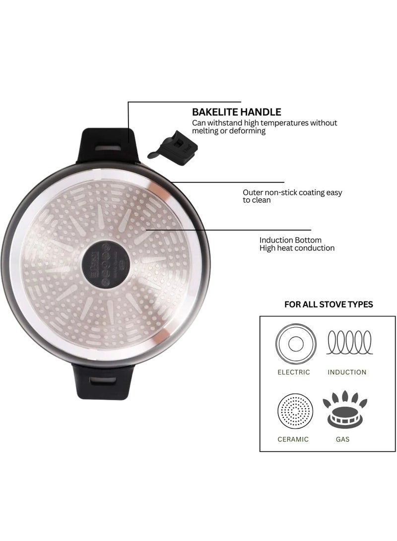 Dorsch Danish Design Ceramic Coated Casserole - Durable, Scratch Resistant - Non-Stick, PTFE Free, TUV Certified, LFGB Tested - Optimal Heat Distribution, Induction Ready, Oven Safe, Easy to Clean for Exceptional Cooking (30Cm - 8.1Ltr) - Image 4