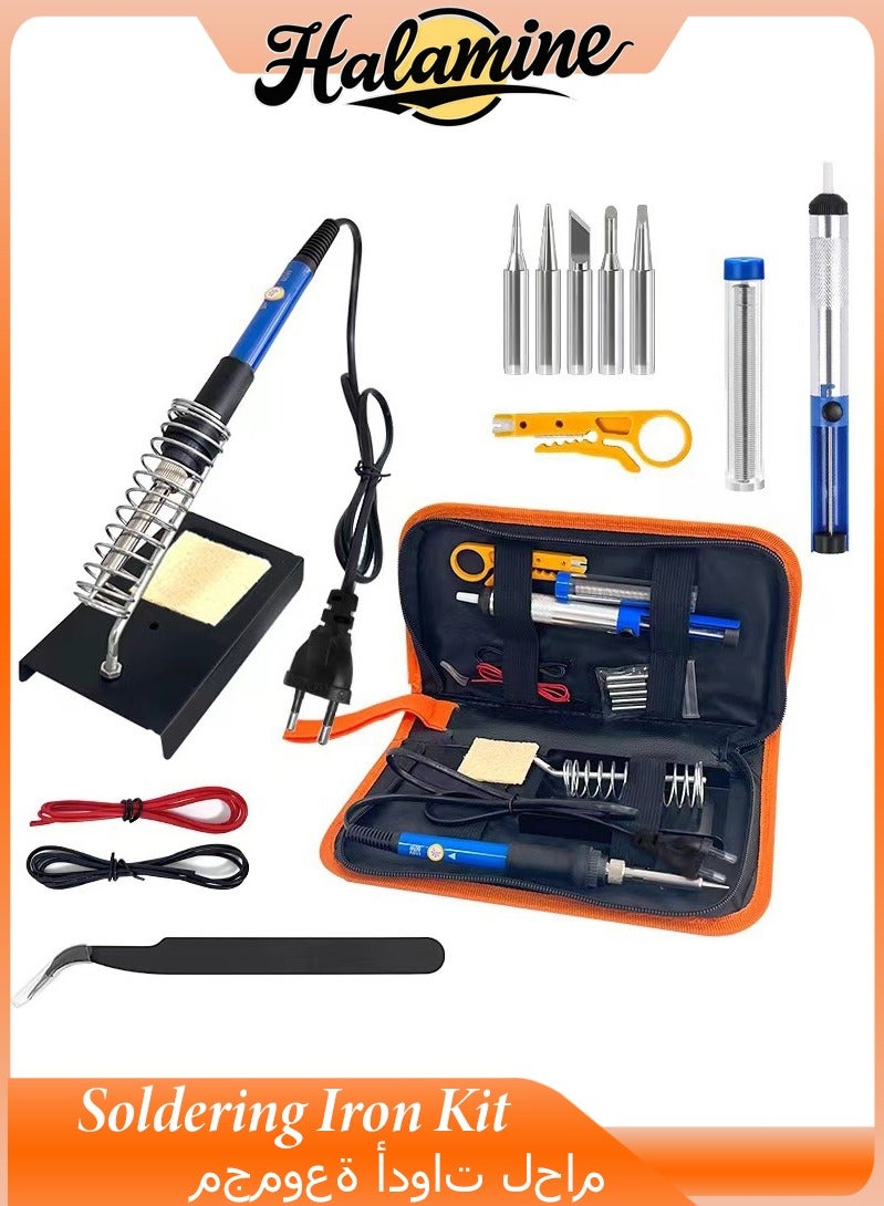 هالامين طقم مكواة لحام، 60 واط، مزود بأداة لحام قابلة لضبط درجة الحرارة مع 5 رؤوس لحام - Image 1