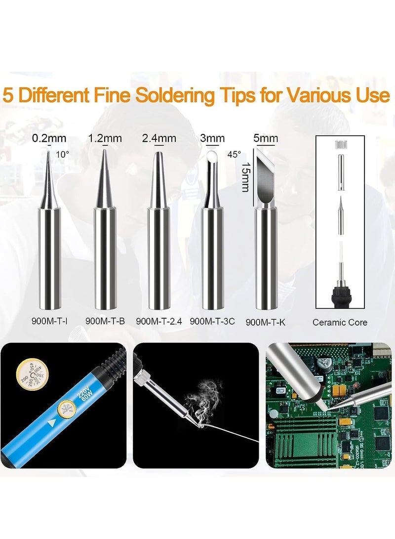هالامين طقم مكواة لحام، 60 واط، مزود بأداة لحام قابلة لضبط درجة الحرارة مع 5 رؤوس لحام - Image 5