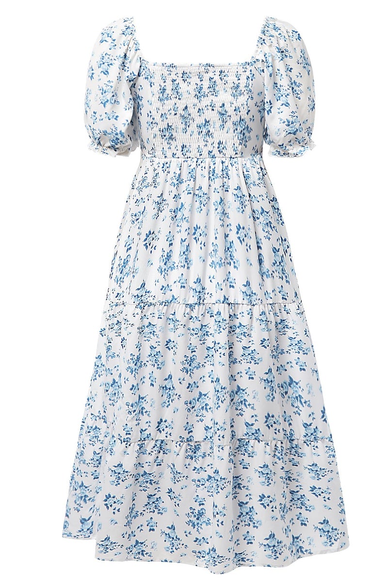 Talisea Plus Size Spring Dresses Women Floral Summer Boho Sundress Casual Beach Blue White Milkmaid Flowy Easter Midi Dress - Image 4