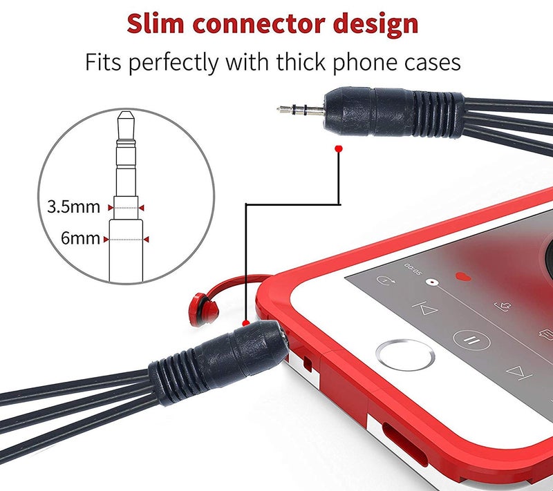 KEBILSHOP 3.5mm Stereo Jack 1 Male to 3 Female Headphone Earphone Audio Splitter Cable,15cm(Black) - Image 5