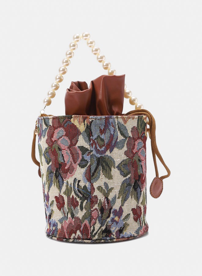 XO Style Women's Bucket Bag with Pearl Handle  - Image 3