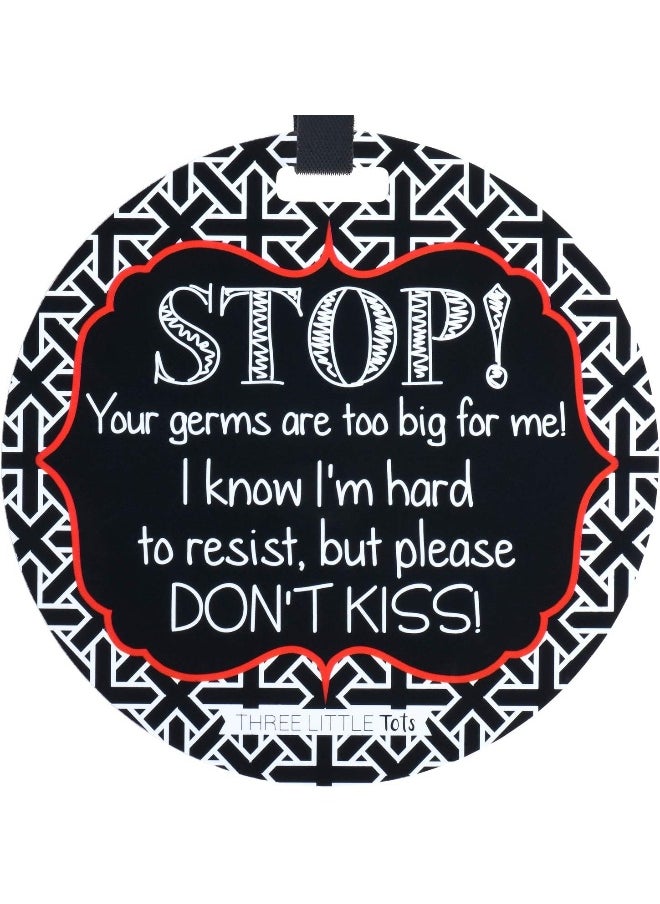 Three Little Tots THREE LITTLE TOTS – No Kissing Baby Car Seat Sign or Stroller Tag - CPSIA Safety Tested  - Image 1