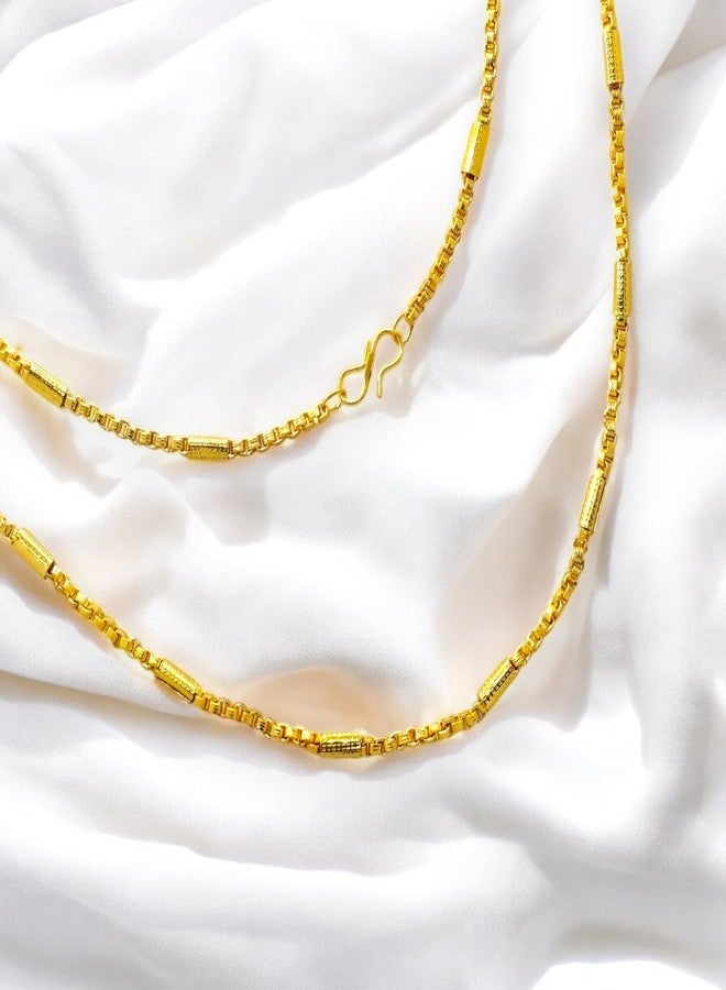 Elleva Stylish Gold Chain for Men Neck Chain Necklace for Boys Accessories Jewellery Birthday Anniversary Gift for Husband, Golden (Pack of 1) - Image 2