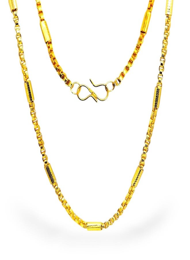 Elleva Stylish Gold Chain for Men Neck Chain Necklace for Boys Accessories Jewellery Birthday Anniversary Gift for Husband, Golden (Pack of 1) - Image 1