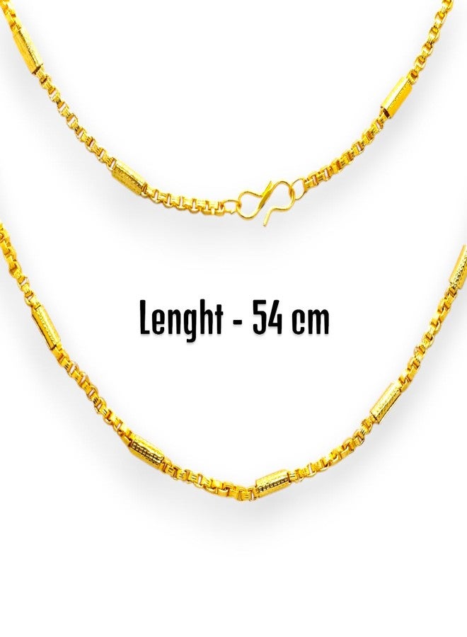 Elleva Stylish Gold Chain for Men Neck Chain Necklace for Boys Accessories Jewellery Birthday Anniversary Gift for Husband, Golden (Pack of 1) - Image 4
