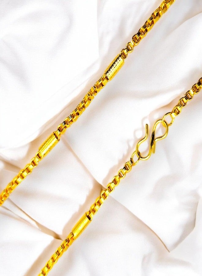 Elleva Stylish Gold Chain for Men Neck Chain Necklace for Boys Accessories Jewellery Birthday Anniversary Gift for Husband, Golden (Pack of 1) - Image 3