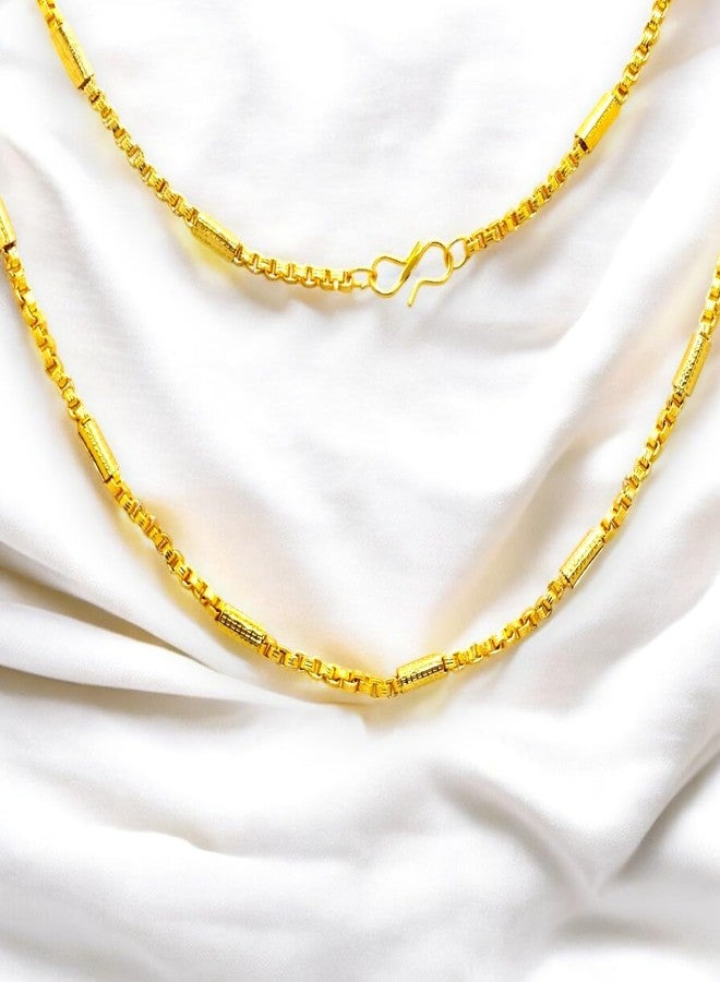 Elleva Stylish Gold Chain for Men Neck Chain Necklace for Boys Accessories Jewellery Birthday Anniversary Gift for Husband, Golden (Pack of 1) - Image 5