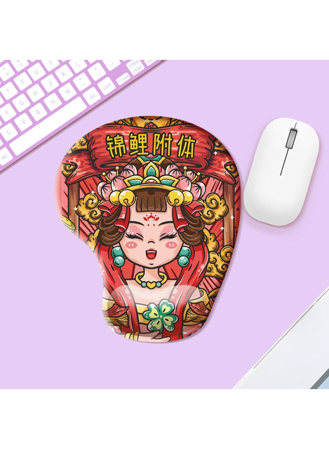Comfortable Simple Cartoon Series Silicone Wrist Rest Mouse Pad Office Gaming Anti-slip Desk Mat Wrist Support Hand Rest Pad-Color:Color Map Opp Packaging-Pattern:CW040-2-Koi Possessed Lotus - Image 1