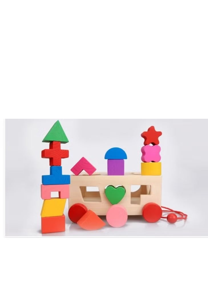 Soofam Classic Wooden Toy With 15 Shapes Shape Sorter Toys Rectangular Shaped Wooden Sorter Toy Multicolored For Toddlers Ages 3+ Kids 19x17.5x9.5centimeter - Image 2