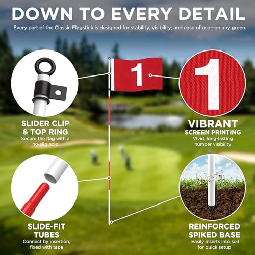 KINGTOP 6ft Golf Flagstick Basic, Portable Five-Section Design for Backyard Practice Putting Green, Driving Range Golf Pin Flag Hole Cup Set, Gift Idea, 2-Pack - Image 3