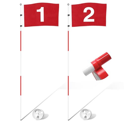 KINGTOP 6ft Golf Flagstick Basic, Portable Five-Section Design for Backyard Practice Putting Green, Driving Range Golf Pin Flag Hole Cup Set, Gift Idea, 2-Pack - Image 1