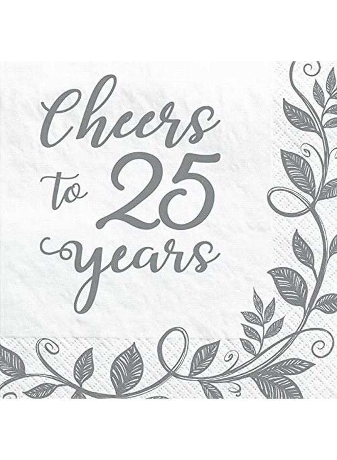 Amscan Anniversary Beverage Napkins ; "Cheers To 25 Years" Stamp - Image 1