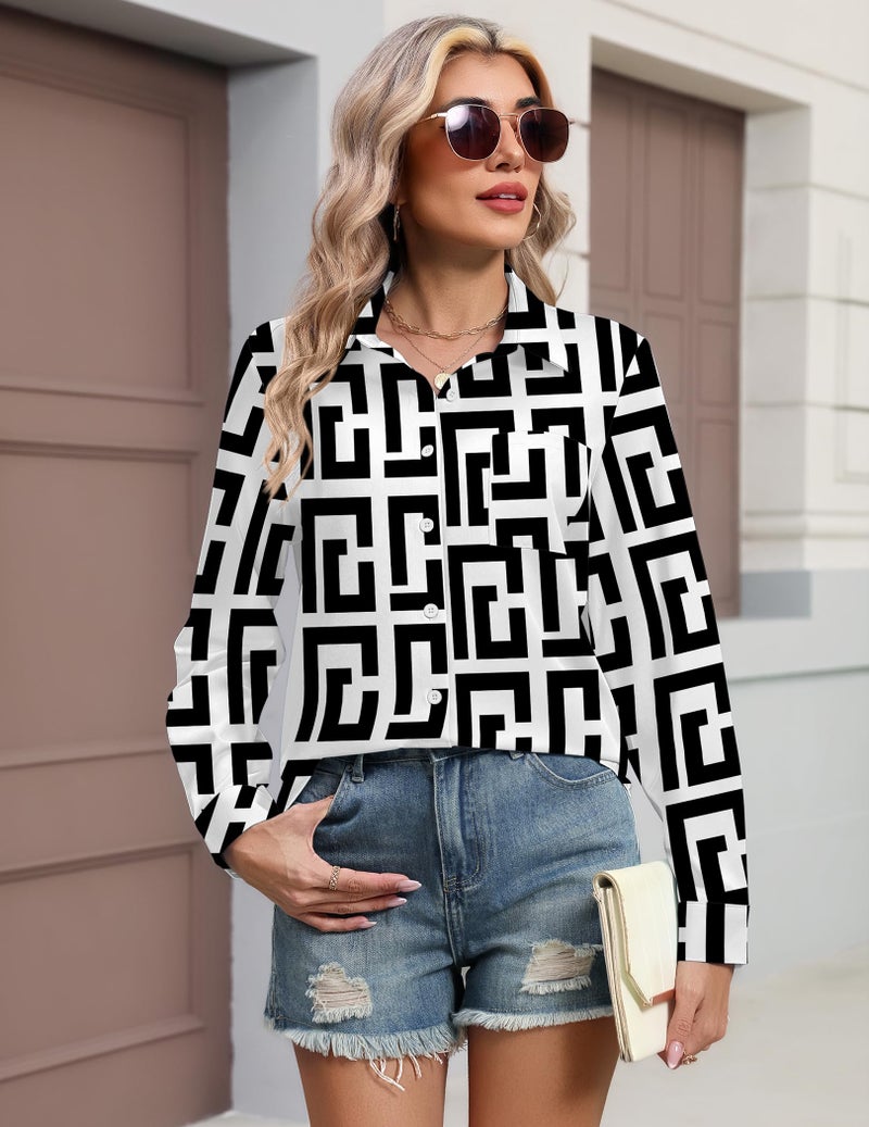 HOTOUCH Womens Button Down Shirt Business Casual Outfits Long Sleeve Blouse 2026 Fashion Work Tops XL - Image 4