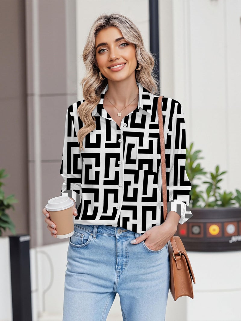 HOTOUCH Womens Button Down Shirt Business Casual Outfits Long Sleeve Blouse 2026 Fashion Work Tops XL - Image 3