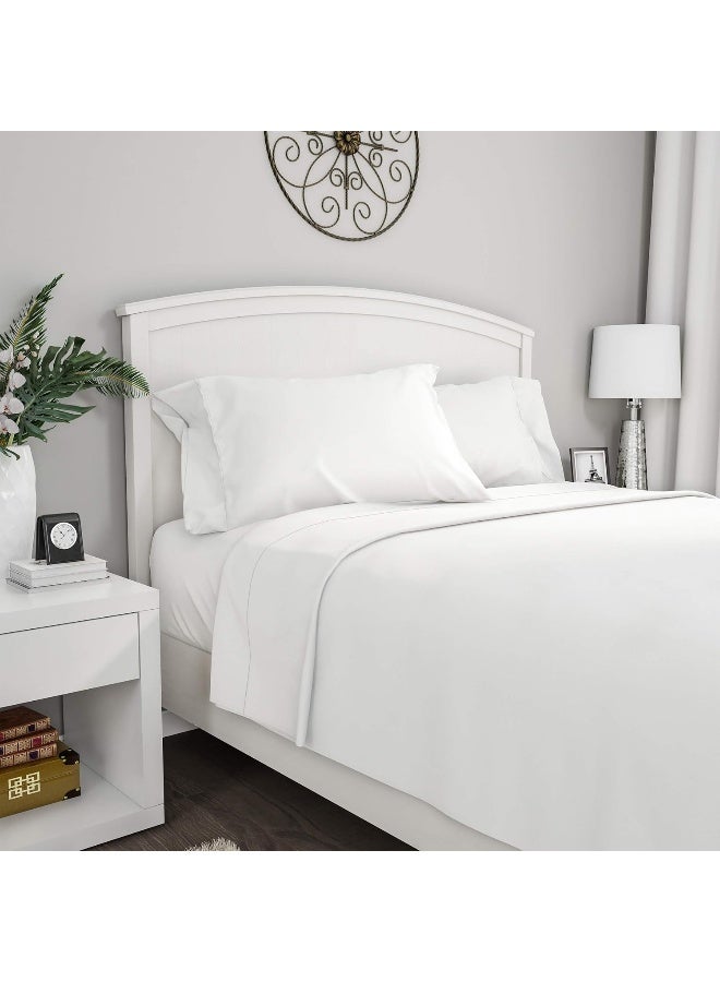 Lavish Home Brushed Microfiber Sheet Set, Twin, White - Image 1