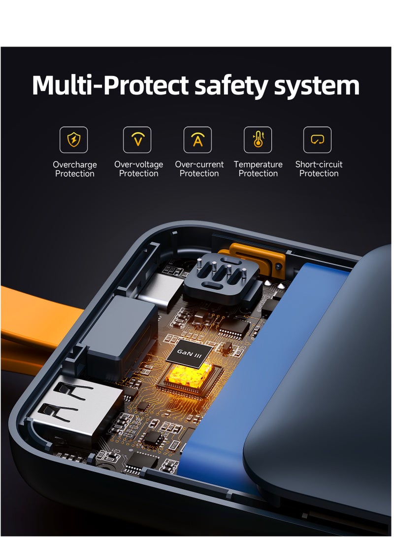 VOLTME - 10000 mAh 10000mAh USB C Fast Charging Power Bank, Built-in Type-C Cable, High-Speed 22.5W Ultra Slim and Compact Battery Pack, PD 20W iPhone Portable Charger, 3 Output Battery Pack Compatible with iPhone 16/15/14/13/12 Series, Samsung S24/S23/S22, iPad Pro/Air, AirPods, Android Devices, Lightweight & Travel-Friendly Charger - Image 1