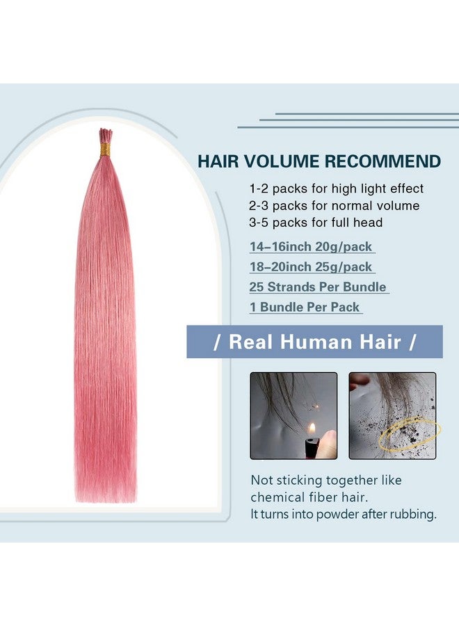 Sunya I Tip Hair Extensions Human Hair Hot Pink 16 Inch I Tip Hair Extensions Real Human Hair Cold Fusion Pre Bonded Pink I Tip Hair Extensions 20G 25 Strandspack - Image 3