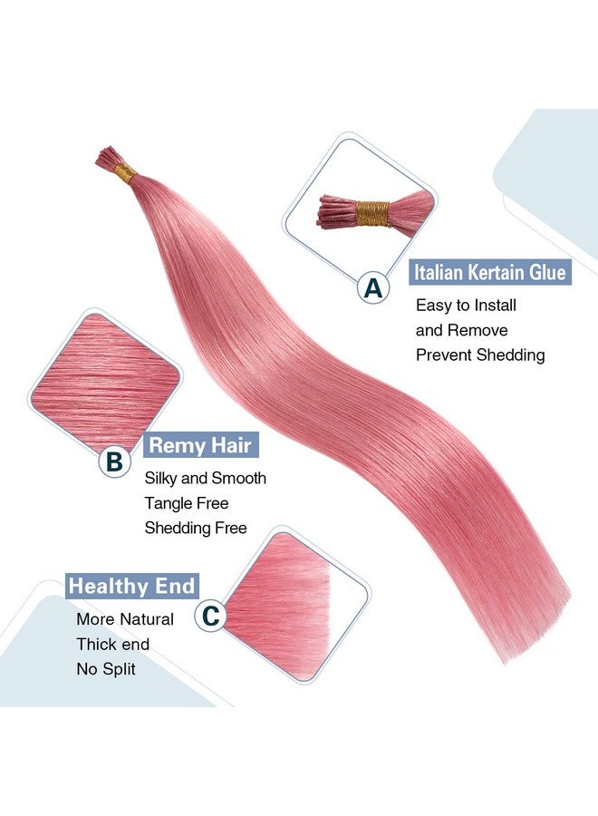 Sunya I Tip Hair Extensions Human Hair Hot Pink 16 Inch I Tip Hair Extensions Real Human Hair Cold Fusion Pre Bonded Pink I Tip Hair Extensions 20G 25 Strandspack - Image 2