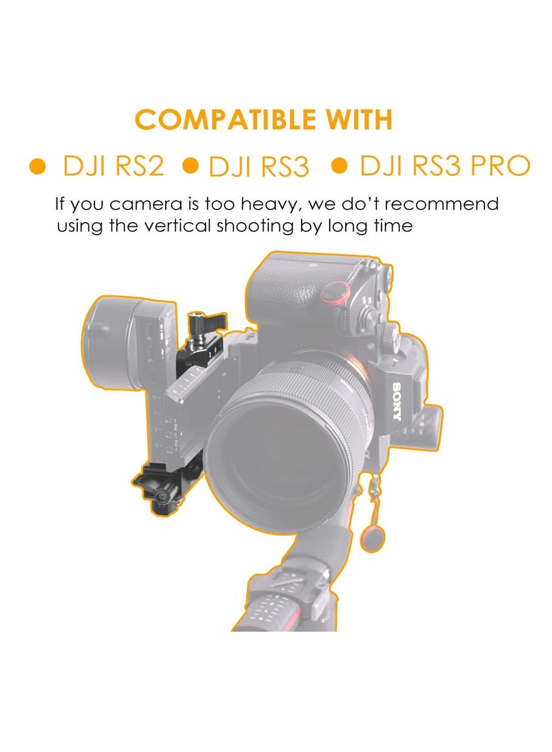 RS3 Vertical Camera Mount, Robust Portrait Mounting Solution Compatible With DJI RS 2 RS 3 RS3 PRO For IG YouTube Shorts Tiktok Video Extended Vertical Shooting, Camera Stabilizer - Image 2