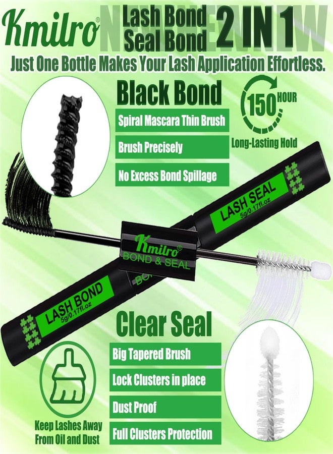 kmilro Lash Cluster Glue Bond and Seal Waterproof Eyelash Glue Upgrade 150Hours Strong Hold Long-Lasting 2 in 1 Lashes Bond and Seal Eyelashes Clusters DIY at Home Latex-Free for Sensitive Eyes, by Kmilro - Image 3