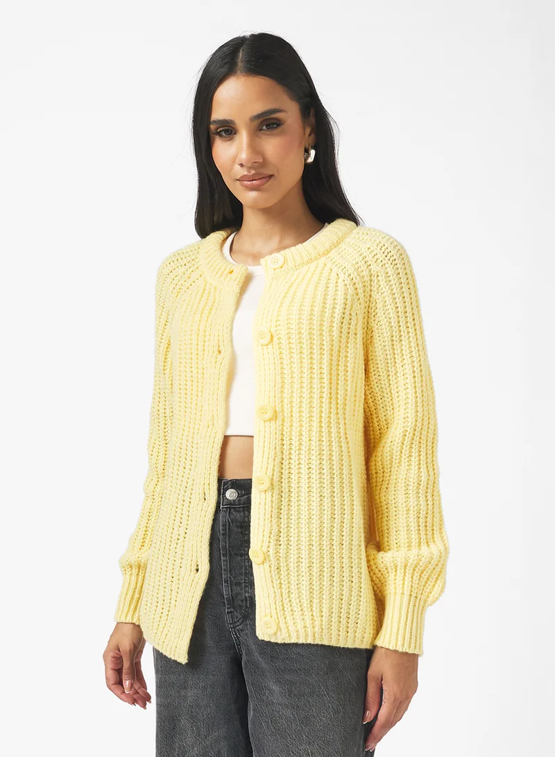 جينجر Slim Fit Knitted Button Down Cardigan
