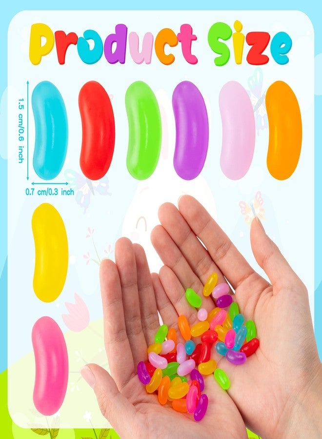 BkeeCten 100pcs Miniature Fake Jelly Beans Easter Decor, Mixed Colors Fake Candy Resin Charms, Cute Simulated Jelly Beans for Easter Egg Hunt Activity Spring Craft Supply Basket Decoration-0.6" x 0.3" - Image 2