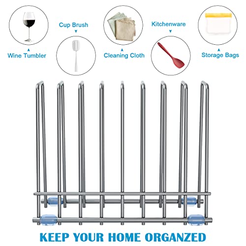 IDEATECH Reusable Silicone Bags Rack, Drying Rack for Storage Bags, Stainless Stand for Reusable Freezer Bags, File Organizer Desktop Storage Book Shelf (Grey) - Image 3