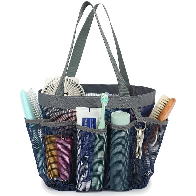 Fammart Mesh Shower Caddy Portable for College Dorm Room Essentials, 8-Pocket Large Shower Basket Tote Bag with 2 Handles for Toiletry, Bathroom, Beach, Camp, Gym - Image 1