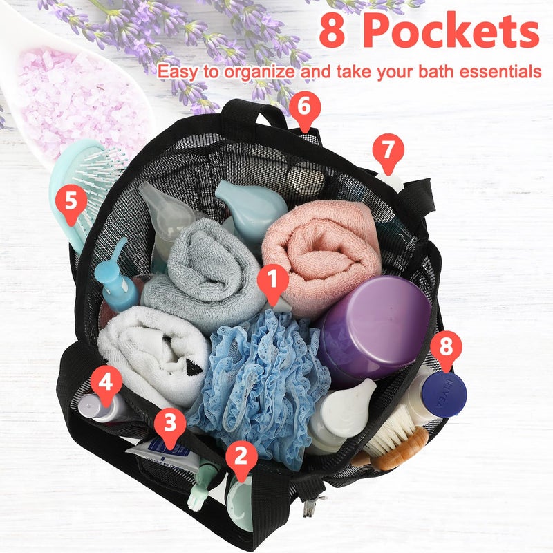 Fammart Mesh Shower Caddy Portable for College Dorm Room Essentials, 8-Pocket Large Shower Basket Tote Bag with 2 Handles for Toiletry, Bathroom, Beach, Camp, Gym - Image 4