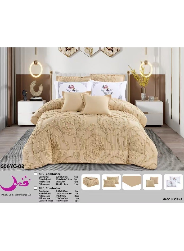 مون طقم لحاف مفرش  ملكي من مون  مقاس نفرين مكون من 8 قطع بحجم 250x230 سم - Image 2