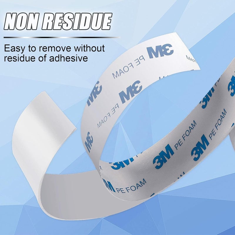 MsAnya 1/2/4pcs Strongest Double Sided Tape,Waterproof Heavy Duty Mounting Tape Made of 3M PE, Length 9.84 Ft，Width 0.4in, White Strong Adhesive Foam Tape for Walls Decor Picture Strips (2) - Image 3