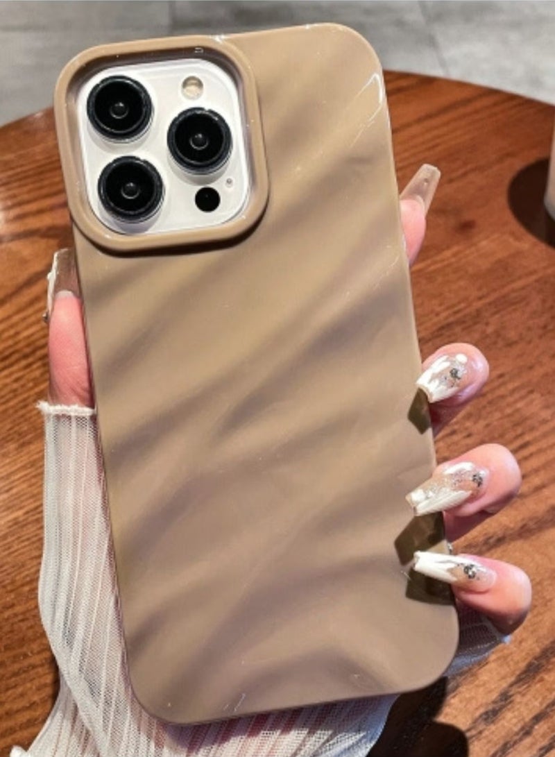 Raxoom Protective Case For iPhone 16 Pro Solid Color Wave Texture ,Phone Case(Brown) - Image 1