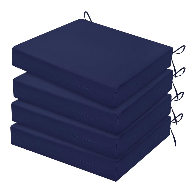 HARBOREST Outdoor Chair Cushions Set of 4 Water Resistant Patio Chair Cushions with Ties Square Corner Outdoor Seat Cushions for Patio Furniture 185x16x3 Navy - Image 2