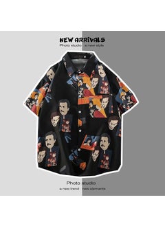 Generic Summer Floral Hawaiian Couple Shirts dark brown black 