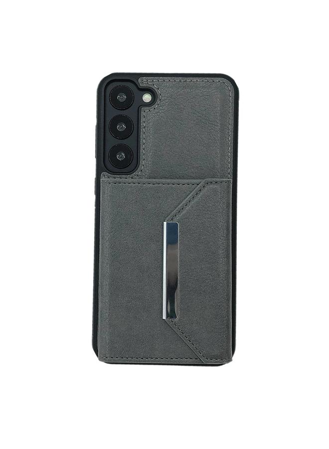 اس-توب جراب لهاتف Samsung Galaxy S21 5G بلون سادة مع مشبك معدني وفتحات للبطاقات وحقيبة هاتف - Image 2